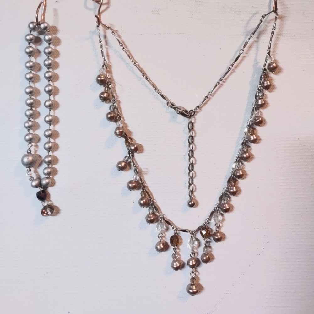 Vintage Serling Silver balls & Cut glass beads w/bracet